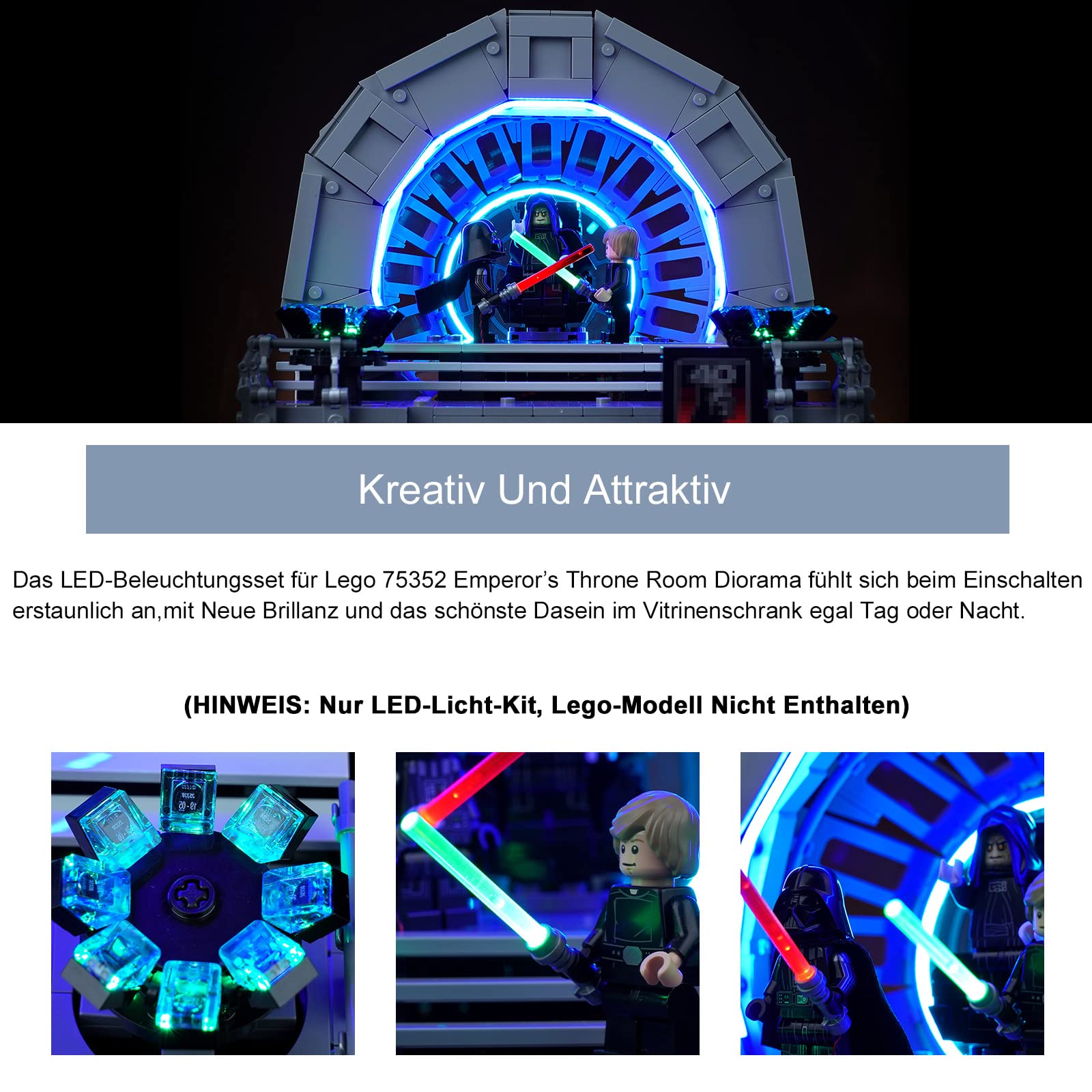 Led Licht Set für Lego Emperor’s Throne Room Diorama (Kein Lego-Modell), Dekorations Led Beleuchtungs Set for Lego 75352 S'tar Wars Emperor’s Throne Room Diorama,Kreatives Geschenk für Erwachsene