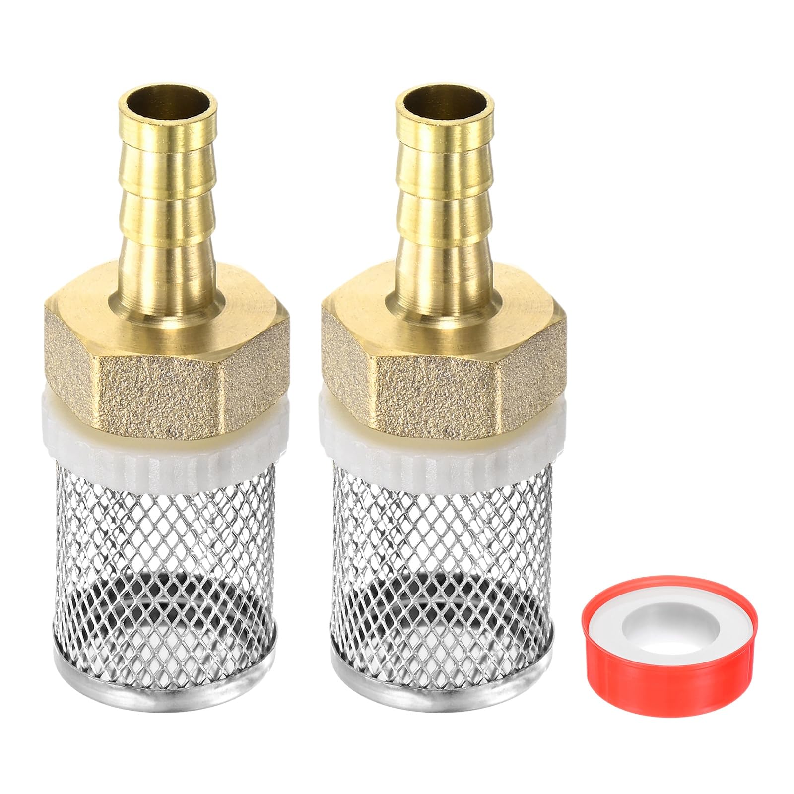 M METERXITY 1-Set 10mm Filter Copper Tube Joint, Stainless Steel Inline Strainers Filter Copper Tube Joint Hose Connections with 1 Sealing Tape for Garden/Swimming Pool/Fish Tank Filters