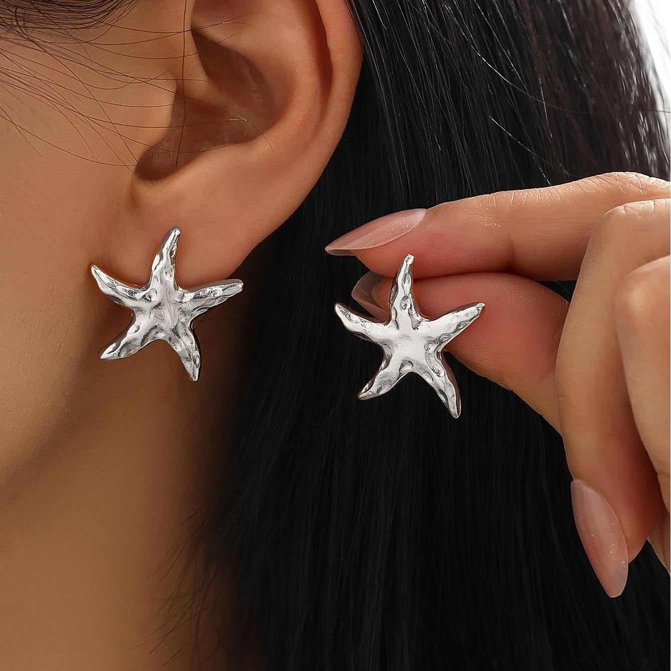 14K Gold Plated Starfish Earrings for Women Trendy, Boho Summer Beach Starfish Earring Gold Statement Hypoallergenic Studs Vacation Outfits Accessories Jewelry - Image 2