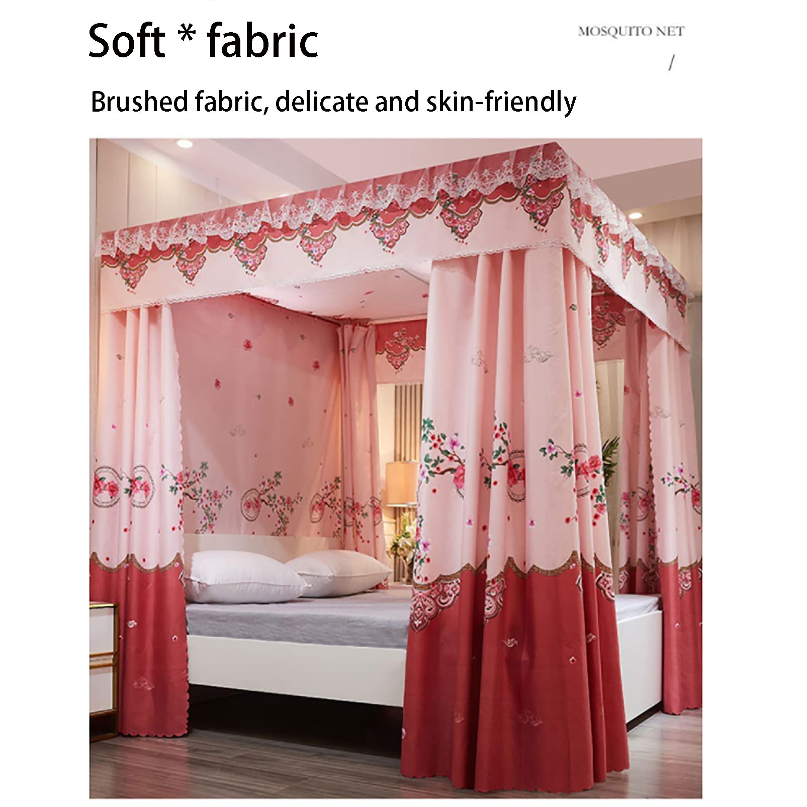 Cortina De Cama Mosquitera Cuadrada Tienda De Campaña Princesa Dosel Cortinas De Cama Cortinas De Postes De Cuatro Esquinas Regalo De Cumpleaños Privacidad Interior,Azul,200X220Cm