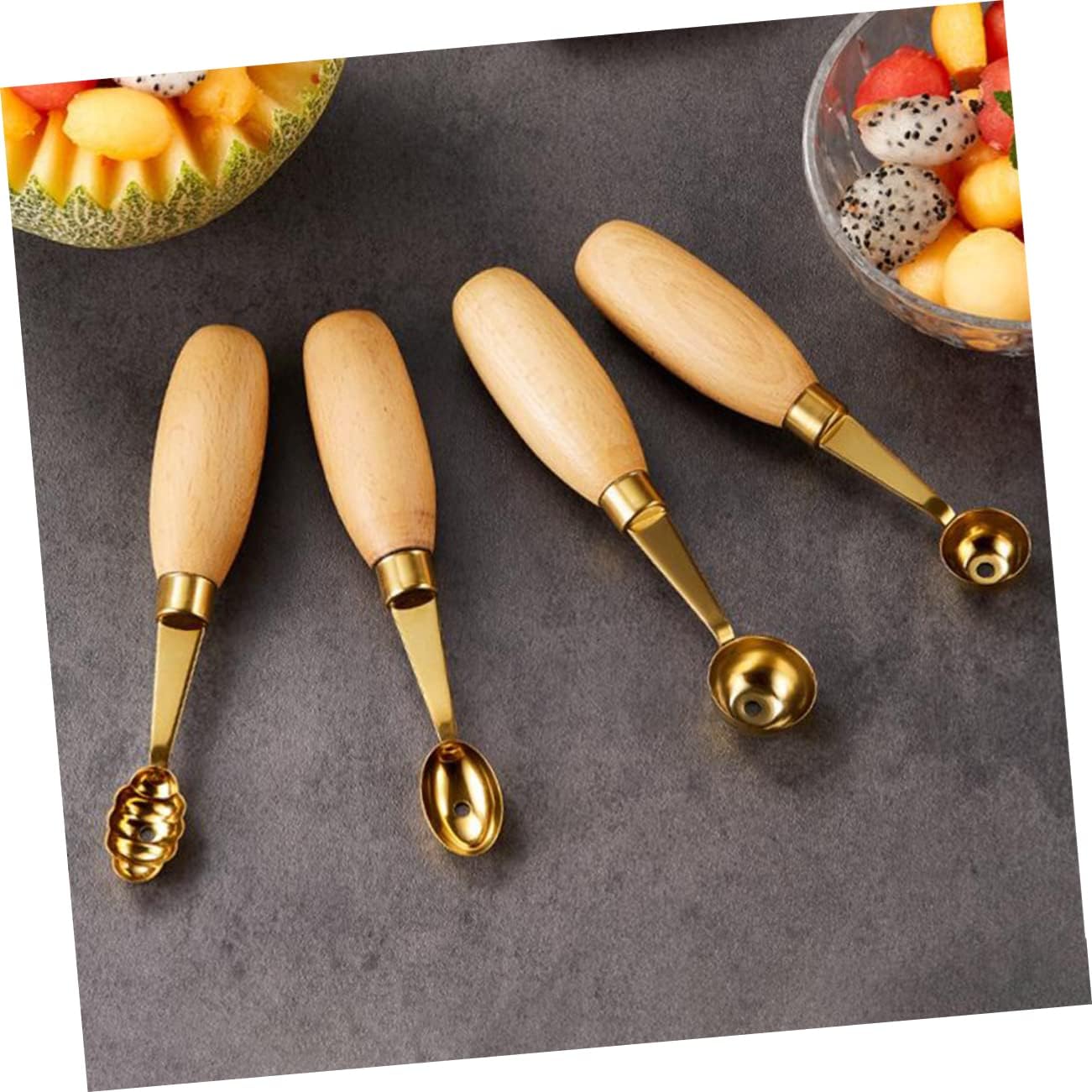 Alipis 4pcs Melon Baller Scoop Spoon for Kitchen Watermelon Cube Cutter Fruit Baller Holder Easy to Use Clean