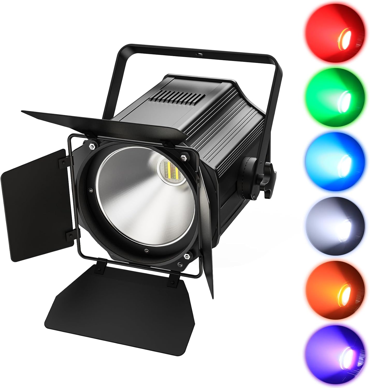 Stage Lights with Barn Doors, 200W LED Par Can Lights, 6 in 1 COB Spotlights RGBWA+UV DMX512 Sound Activated Uplights for Parties Events Wedding Theater Church Concert Dance 1Pc DMX 6/10CH