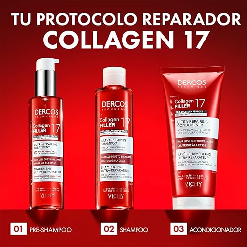 Miniatura 8 de Dercos Collagen Peptide 17 Ultra-Repairing Shampoo, Anti Hair Fall & Bond Repair for Damaged Weak Hair, Strengthens, Reduces Breakage, Boosts Volume