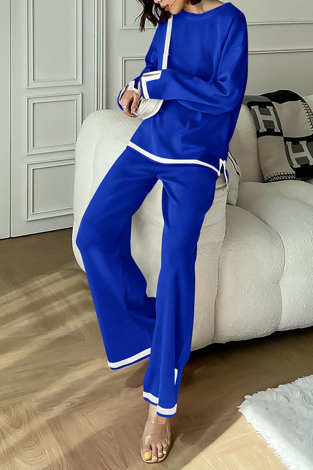 PRETTYGARDEN Women's 2 Piece Fall Knit Sweater Set Long Sleeve Tops Wide Leg Pants Sweatsuit Tracksuit Outfit Winter Clothing - Image 7