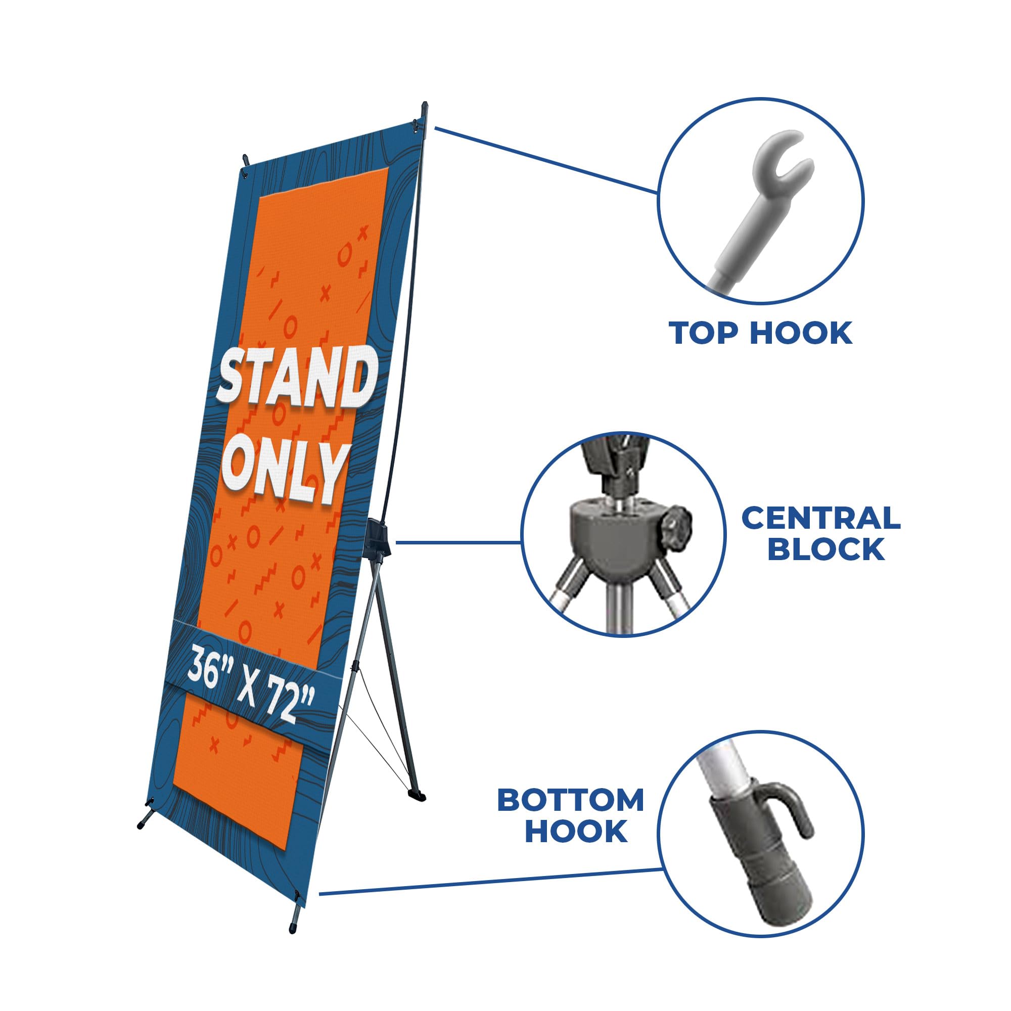 Heavy Duty Premium X Banner Holder by DreamController I Adjustable X Banner Holder with Travel Bag I Silver Portable Aluminum Stand (Banner Not Included).