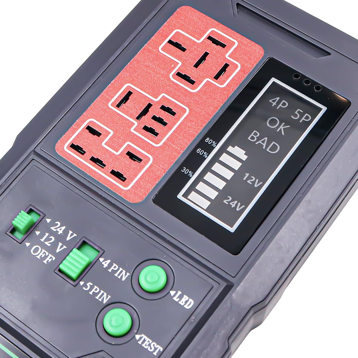 Alnicov Tester przekaźników samochodowych z wyświetlaczem LED 12 V 24 V elektroniczny tester przekaźników samochodowych