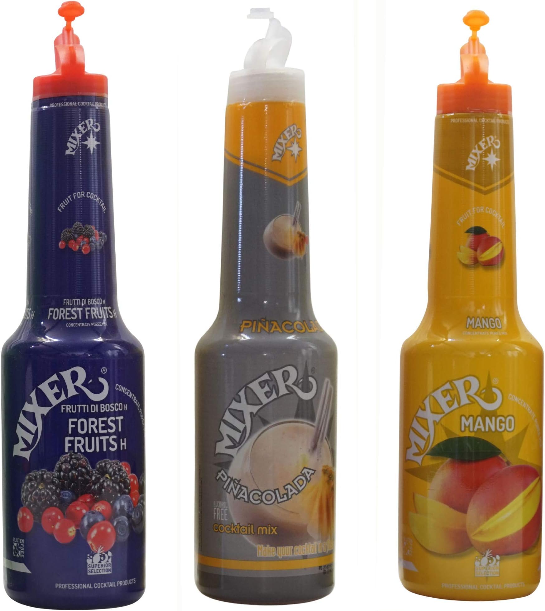 Mixer Cocktails: Fruit Colada Assorted Syrup set of 3 bottles Mango, Forest Fruits and Pinacolada