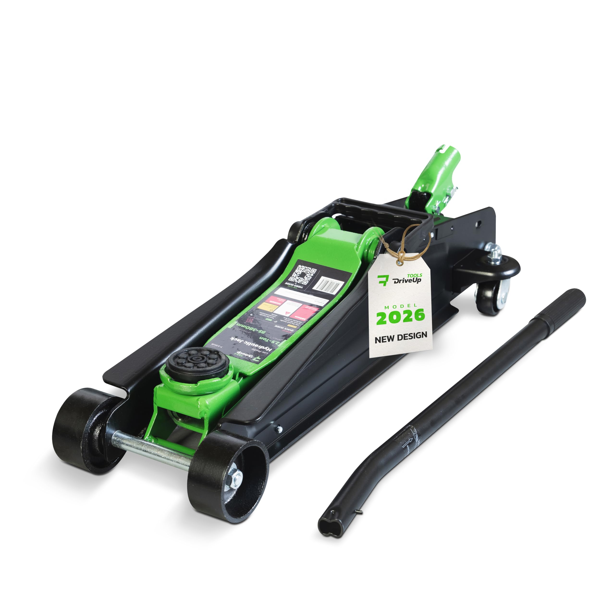 Gato hidráulico 2,5 toneladas con maletín – Perfil bajo, Altura de elevación 8,5–35 cm – Elevación rápida con Almohadilla de Goma – Capacidad de Carga 2500 kg – Gato portátil para Coches y SUV