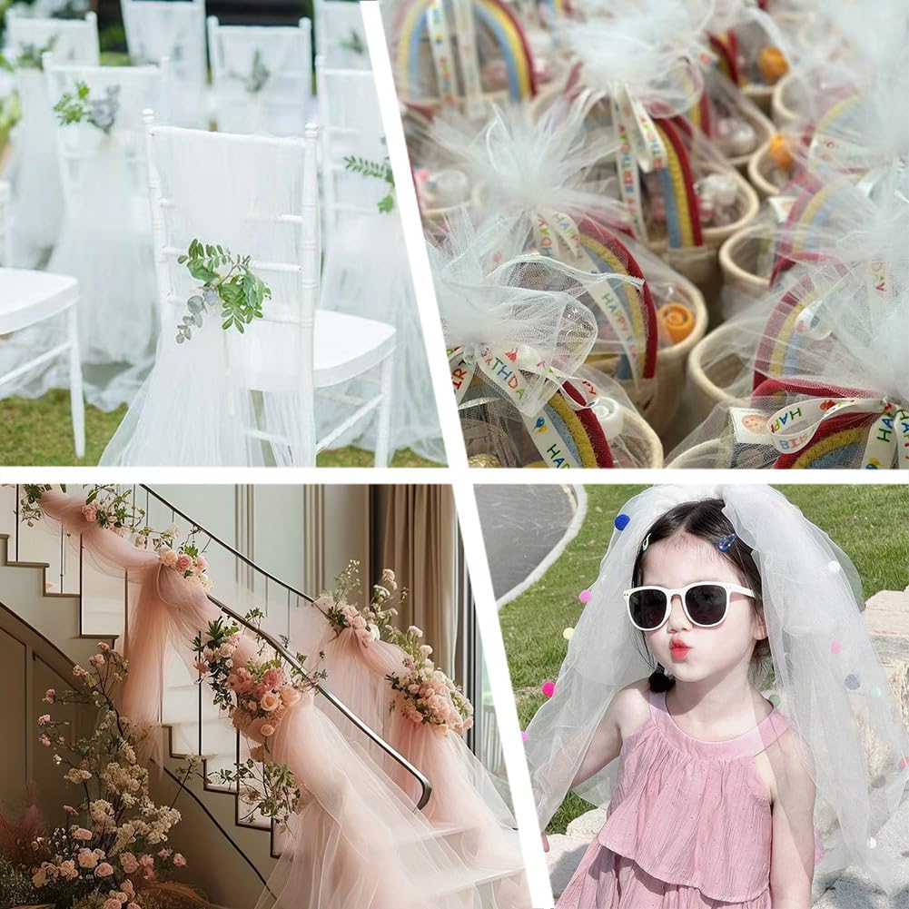 Tessuto in tulle, 75 x 3000 cm, nastro in tulle, per tende, tende da soffitto, tessuto drappeggiato per matrimoni, tovaglie, cerimonie, fiocchi per sedie, archi nuziali