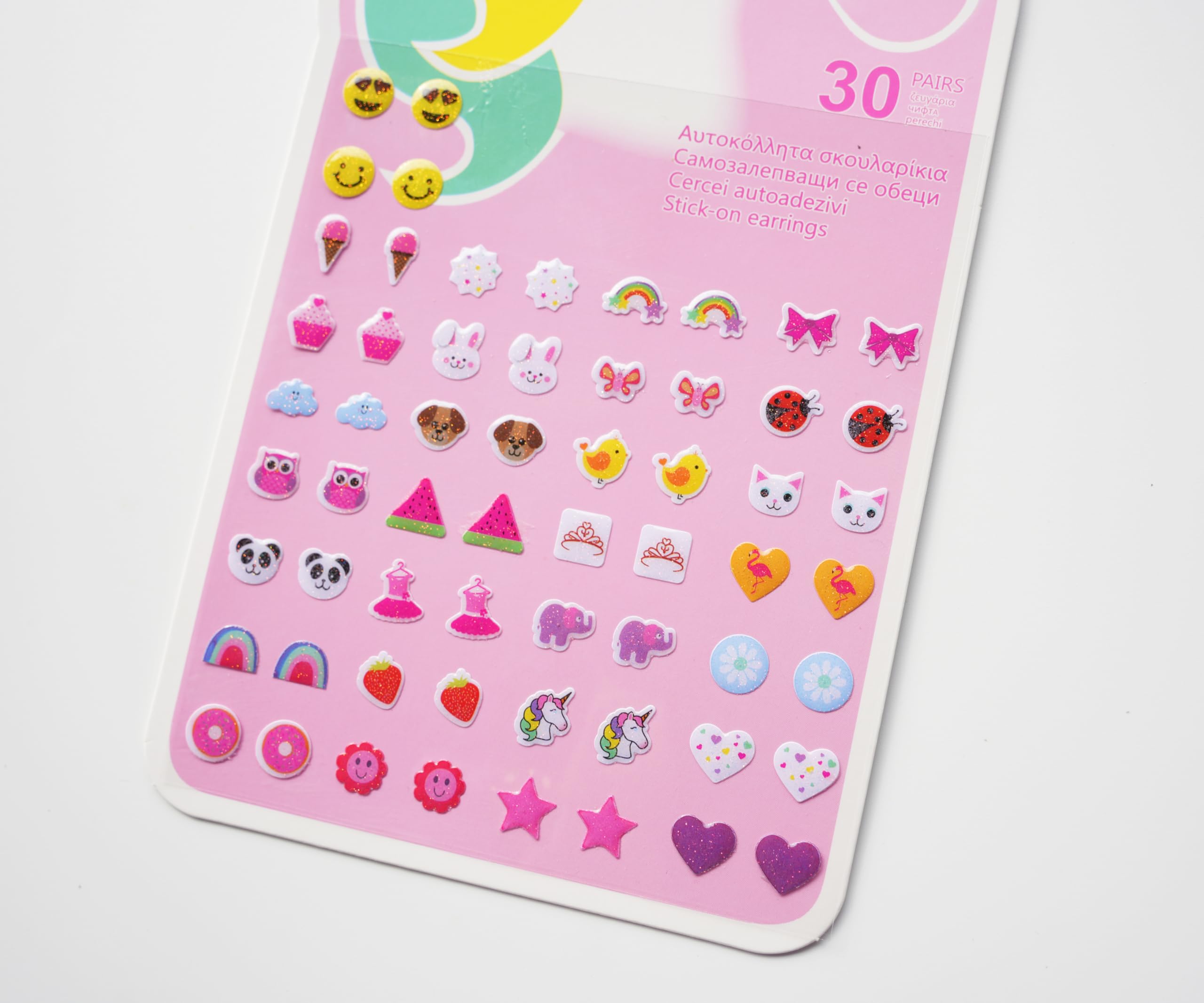 30 Pairs Kids Stick on Earrings - Unicorn Rainbow Sticker Earring for Little Girls 4-8 – Stick on Earrings for Little Girls 4-6 Press on Sticky Earring Jewelry Stickers (Unicorn)