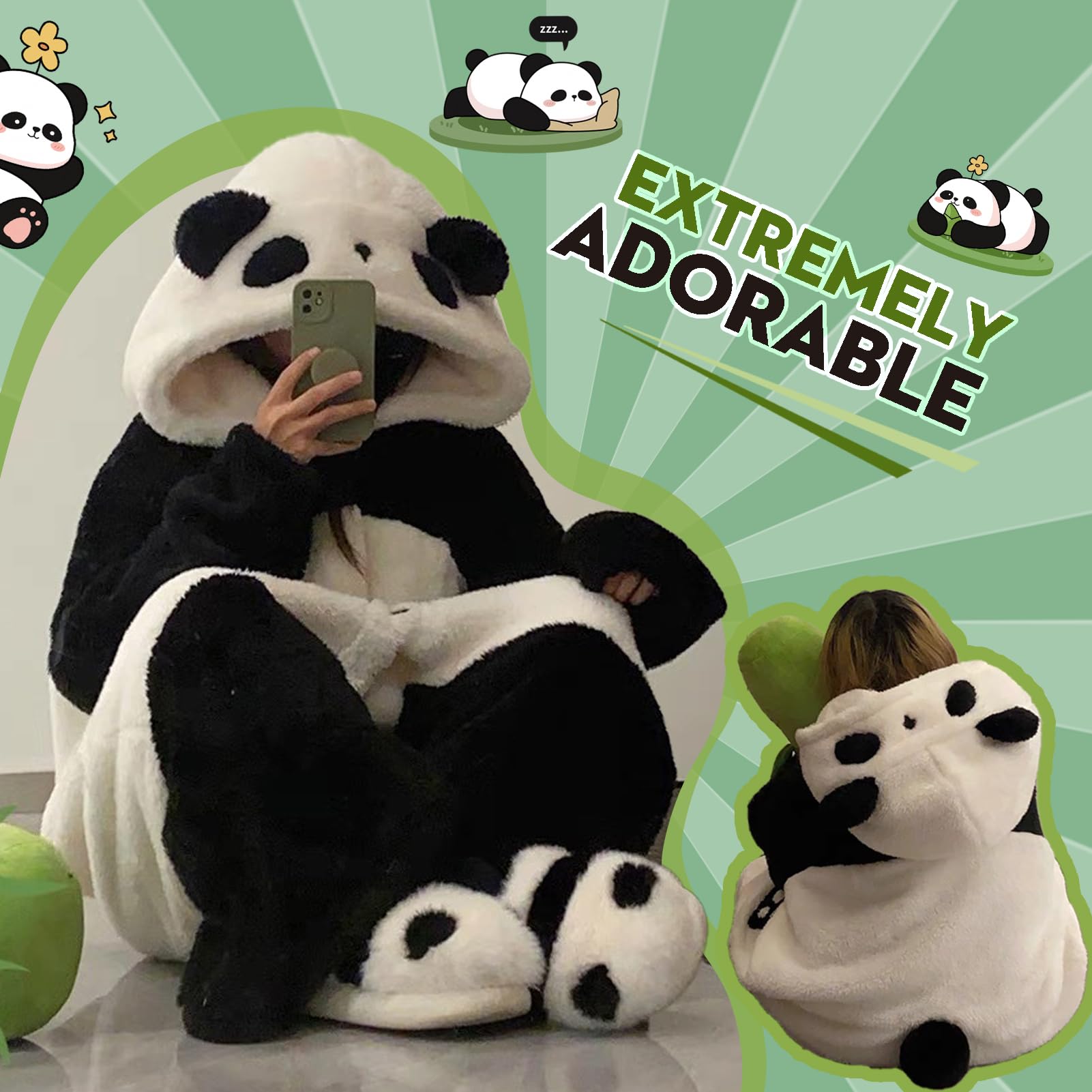Pigiama Tuta Panda Unisex Adulto Animale Onesie Cosplay Halloween Carnevale Costume Donna Pigiama Costume Animale Inverno Famiglia