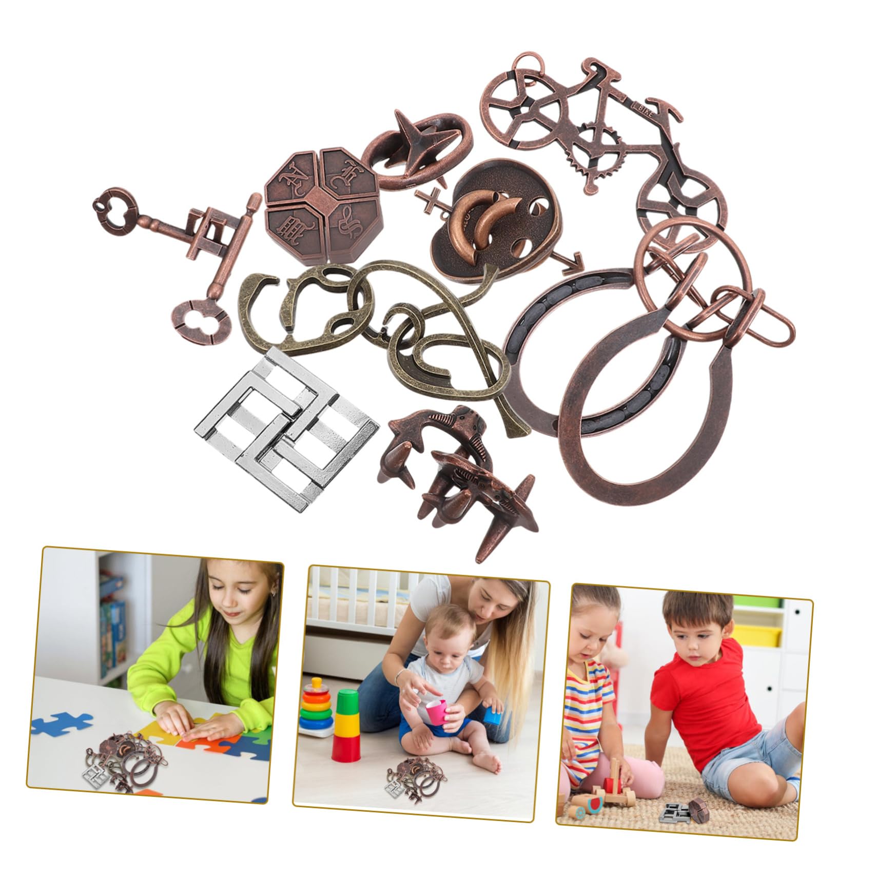 SUPVOX Rompicapo Metallico 9 Elementi per Allenamento Cerebrale Puzzle Logici in Lega di Zinco per Adulti, per Feste e Regali Creativi