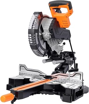 10inch Dual Bevel Double Speed Sliding Miter Saw with LED, 48T Blade,0-45 Bevel,2-Speed 5000/3200 RPM,15Amp Miter Saw with Extension Table,3.5x13in Cutting Capacity Black