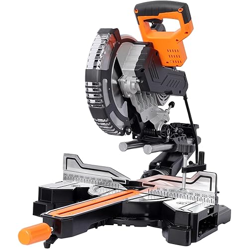 10inch Dual Bevel Double Speed Sliding Miter Saw with LED, 48T Blade,0-45° Bevel,2-Speed 5000/3200 RPM,15Amp Miter Saw with Extension Table,3.5x13in Cutting Capacity (Black)