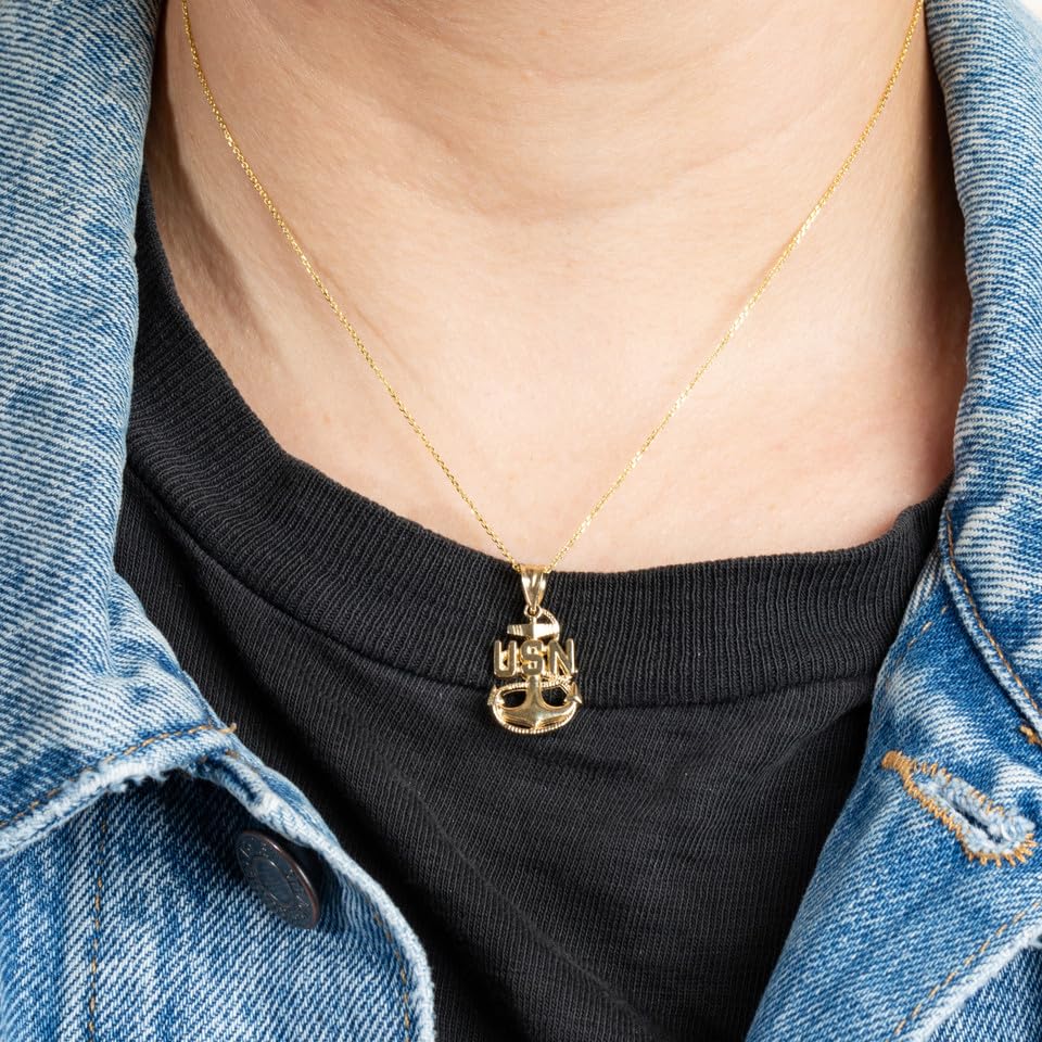 United States Navy Officially Licensed Chief Petty Officer Anchor Emblem Fine Pendant Real Solid 14Kt Gold3
