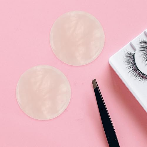 Miniatura 6 de Lurrose 2 juntas de injerto de pestañas, paleta redonda, piedra de jade, extensión de pestañas, almohadilla para palets para adultos (rosa)