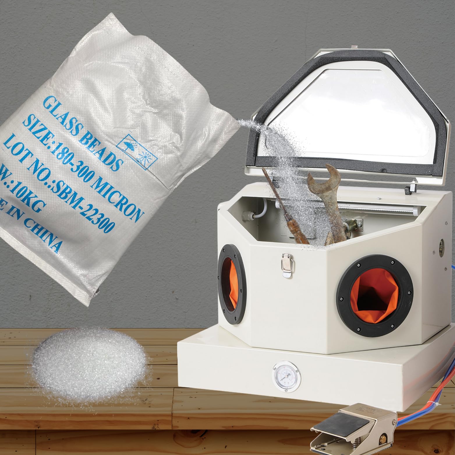 BPAC Microbilles de Verre Pour Sablage 10 KG - Microbilles à Utiliser avec Cabine de Sablage - Granulométrie 180 à 300 microns - Sac de 10 KG