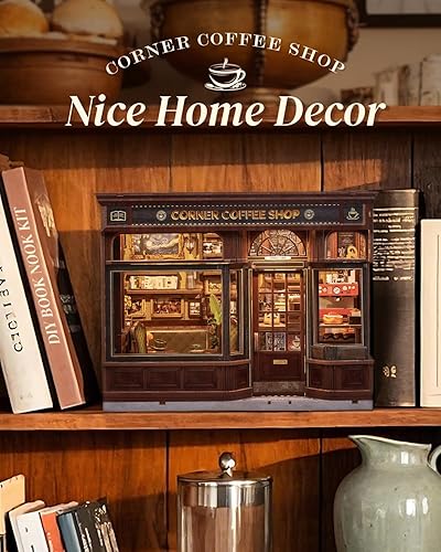 Miniatura 33 de Cutefun Kit de rincón de libros, kit de casa de muñecas en miniatura, kits de rincón de libros para adultos, sujetalibros con luz LED para Cuerdas