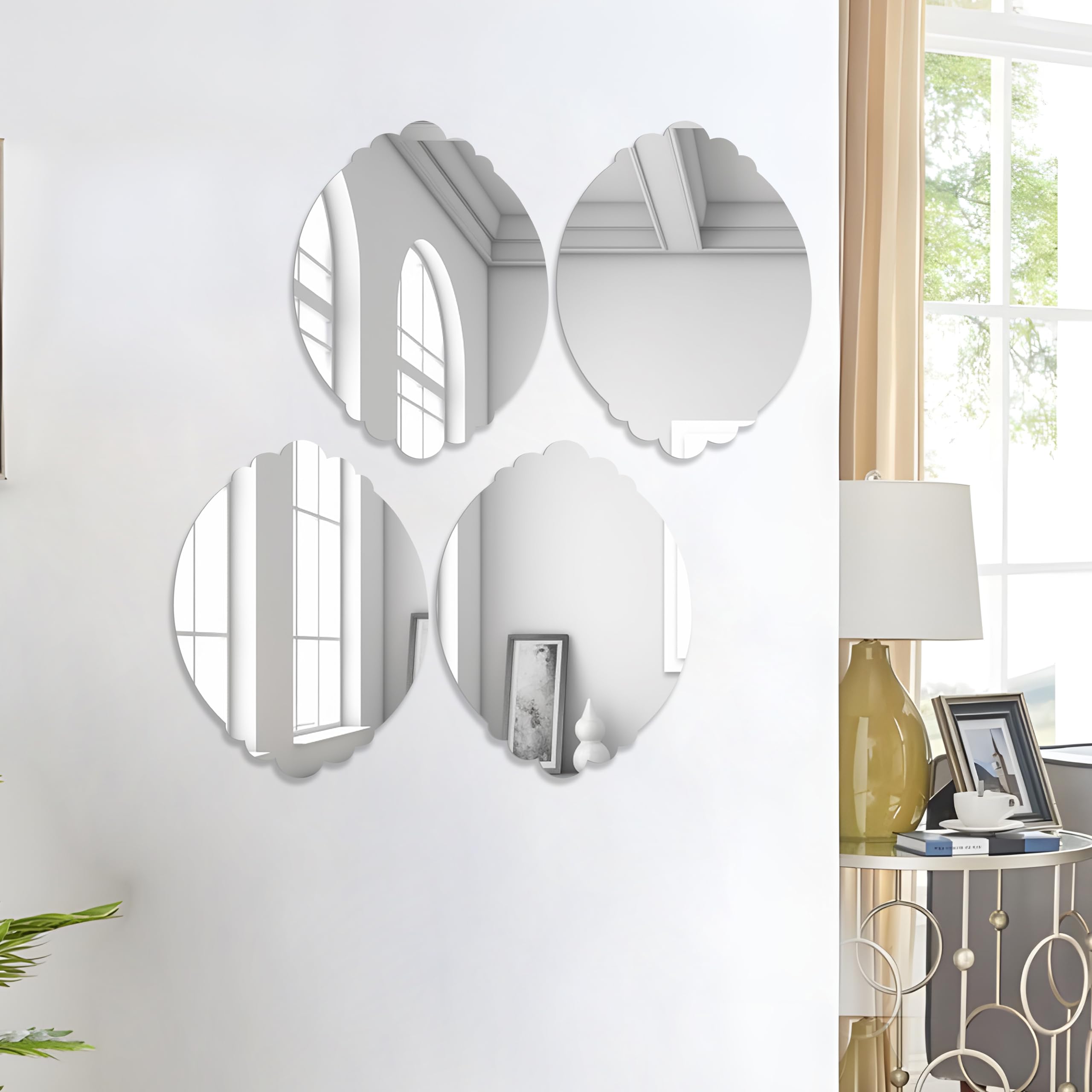 Art Street Oval Wave Shape Adhesive Mirror Sticker for Wall on Tiles Bathroom Bedroom Living Room for Home, (Set of 4, Size: 12x16 Inch) (B0DC6RVL1R) Amazon Price History, Amazon Price Tracker