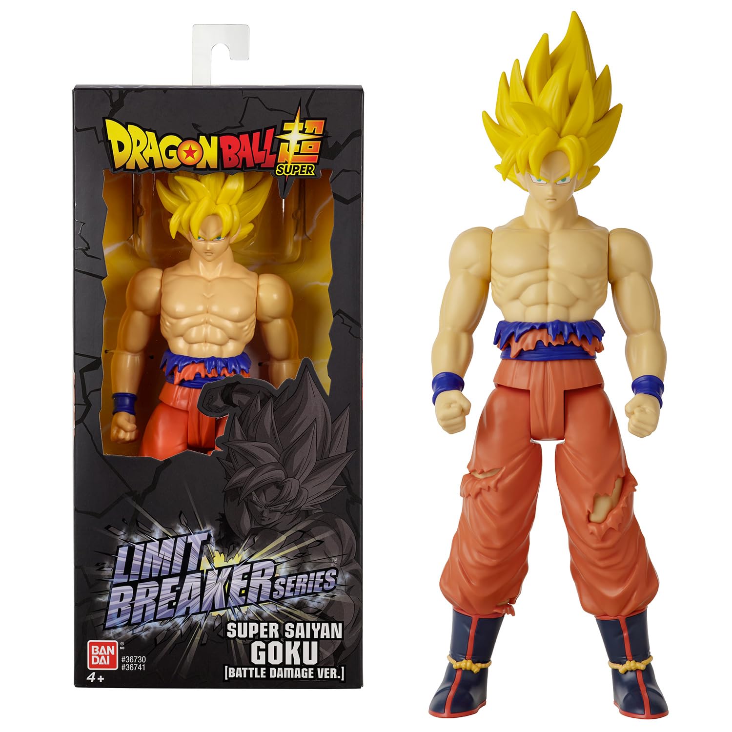 Bandai - Dragon Ball - Figurina gigante Limit Breaker - Super Saiyan Goku (Versione Battle Damage) - Figurina articolata Goku Super Saiyan - Giocattolo per bambini 4 anni e + - 36741J