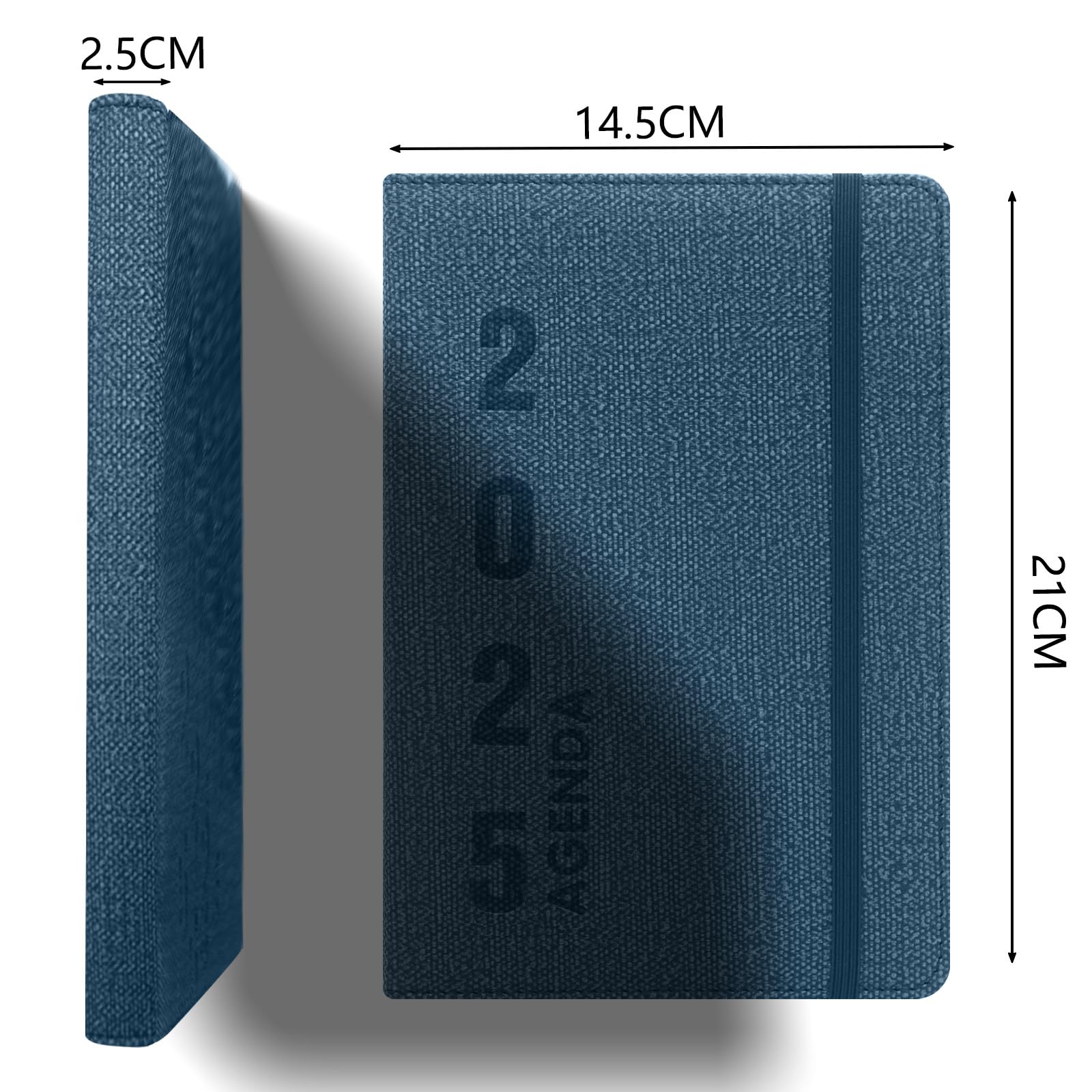 HW CASA Agende 2025 Giornaliera A5 Copertina Rigida con 200 Pagine Spesse Segnalibro in Raso Pianificazione Mensile e Giornaliera Etichette Colorate per i 12 Mesi