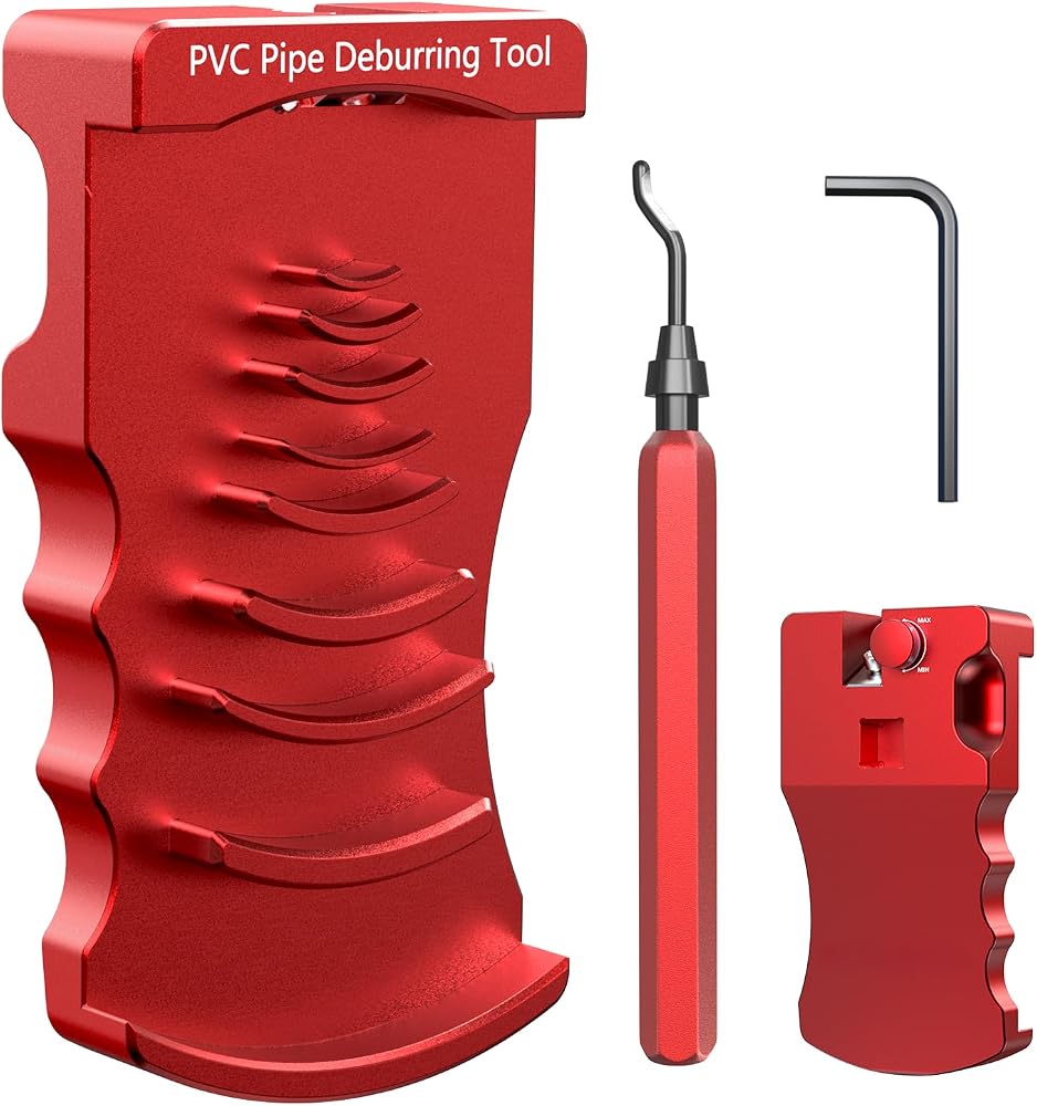 9-in-1 PVC Pipe Deburring Tool, Adjustable Chamfer Tool 0.5"–4", PVC Pipe Reamer, Plastic Pipe Deburr Tool for PVC CPVC ABS PP PE, Plumbing Chamfer Reamer Tool Set (Red) — 사진 1