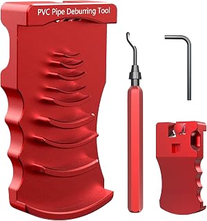 9-in-1 PVC Pipe Deburring Tool, Adjustable Chamfer Tool 0.5"–4", PVC Pipe Reamer, Plastic Pipe Deburr Tool for PVC CPVC ABS PP PE, Plumbing Chamfer Reamer Tool Set (Red)