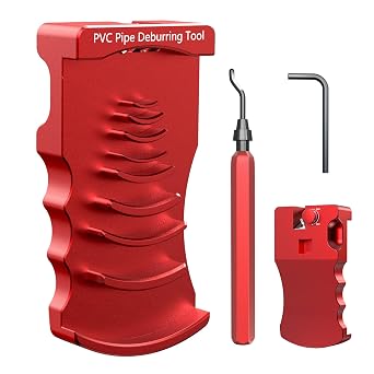 9-in-1 PVC Pipe Deburring Tool, Adjustable Chamfer Tool 0.5"4", PVC Pipe Reamer, Plastic Pipe Deburr Tool for PVC CPVC ABS PP PE, Plumbing Chamfer Reamer Tool Set Red