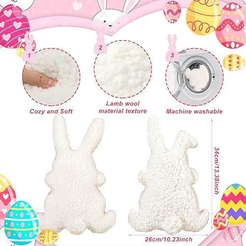 Miniatura 3 de Yuntau 2 almohadas de Pascua de conejo, almohada de espalda de conejo, almohada abrazable, almohada decorativa de conejo para Pascua, cumpleaños,