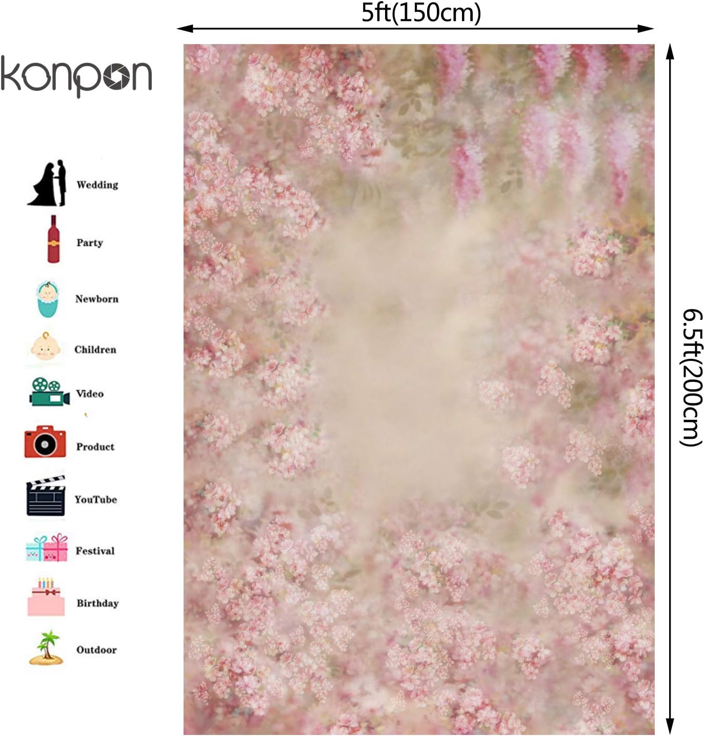 Flаѕh Sаlе 5x6.5ft Colorful Fantasy Background Pink Painting Flower Backdrop for Photography Baby Shower Backdrop Maternity Shoots Newborn Photo Studio Background Seamless XT-6760