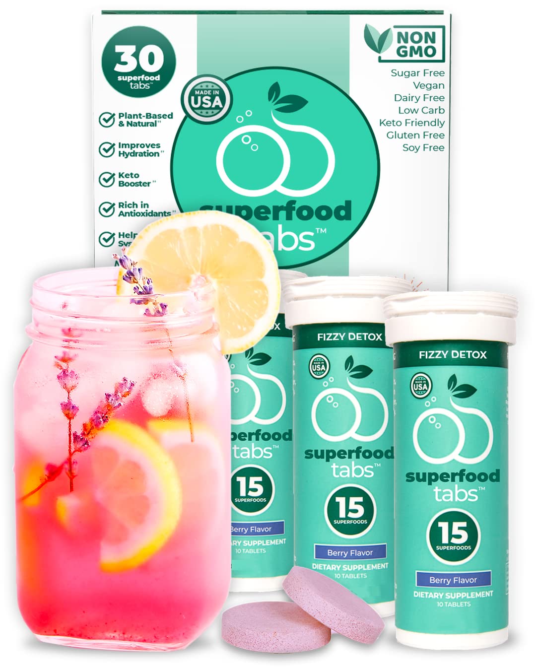 Buy skinnytabs Superfood Tabs Fizzy Detox Tablets PlantBased Keto