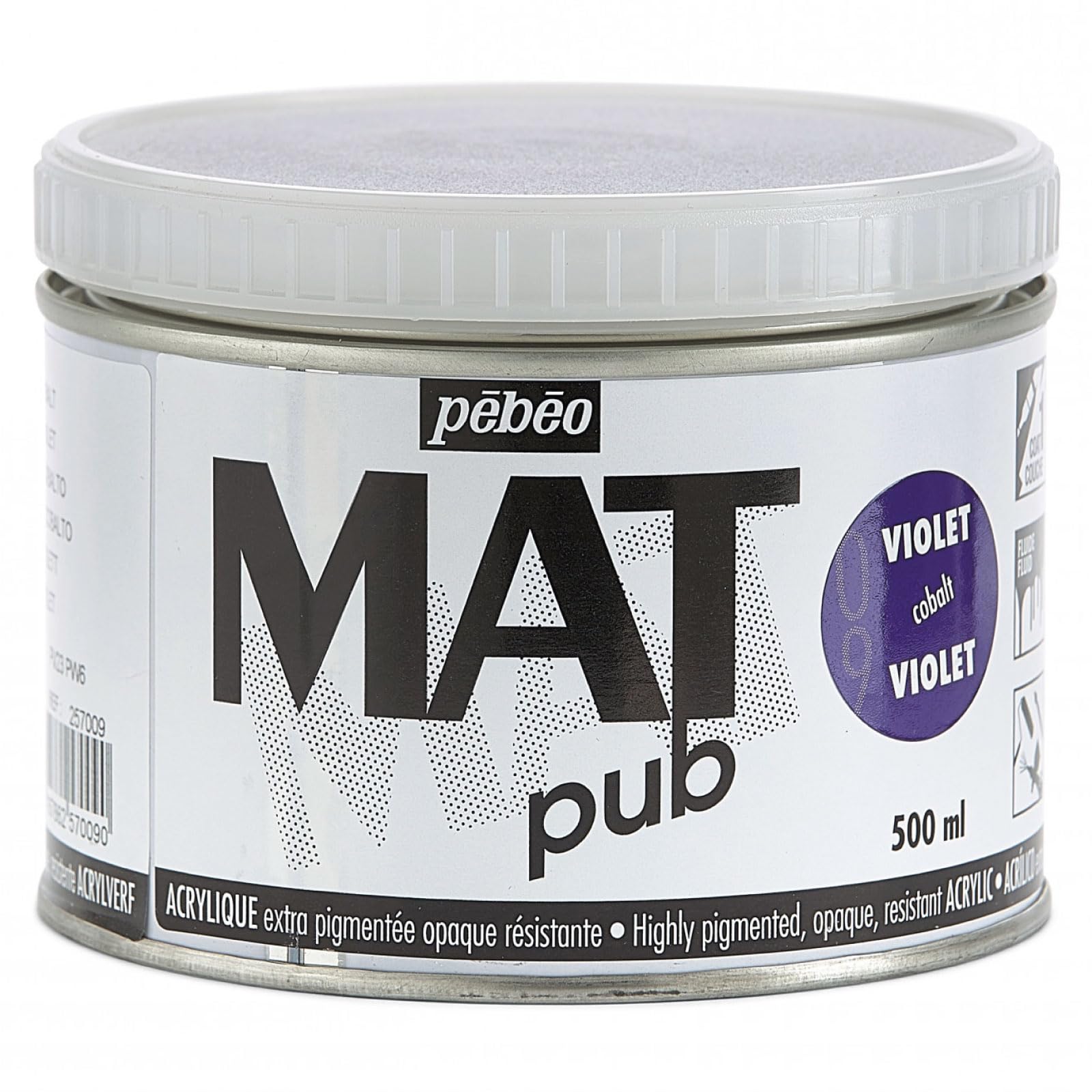 Pebeo : Mat Pub : Acrylic Paint : 500ml : Cobalt Violet