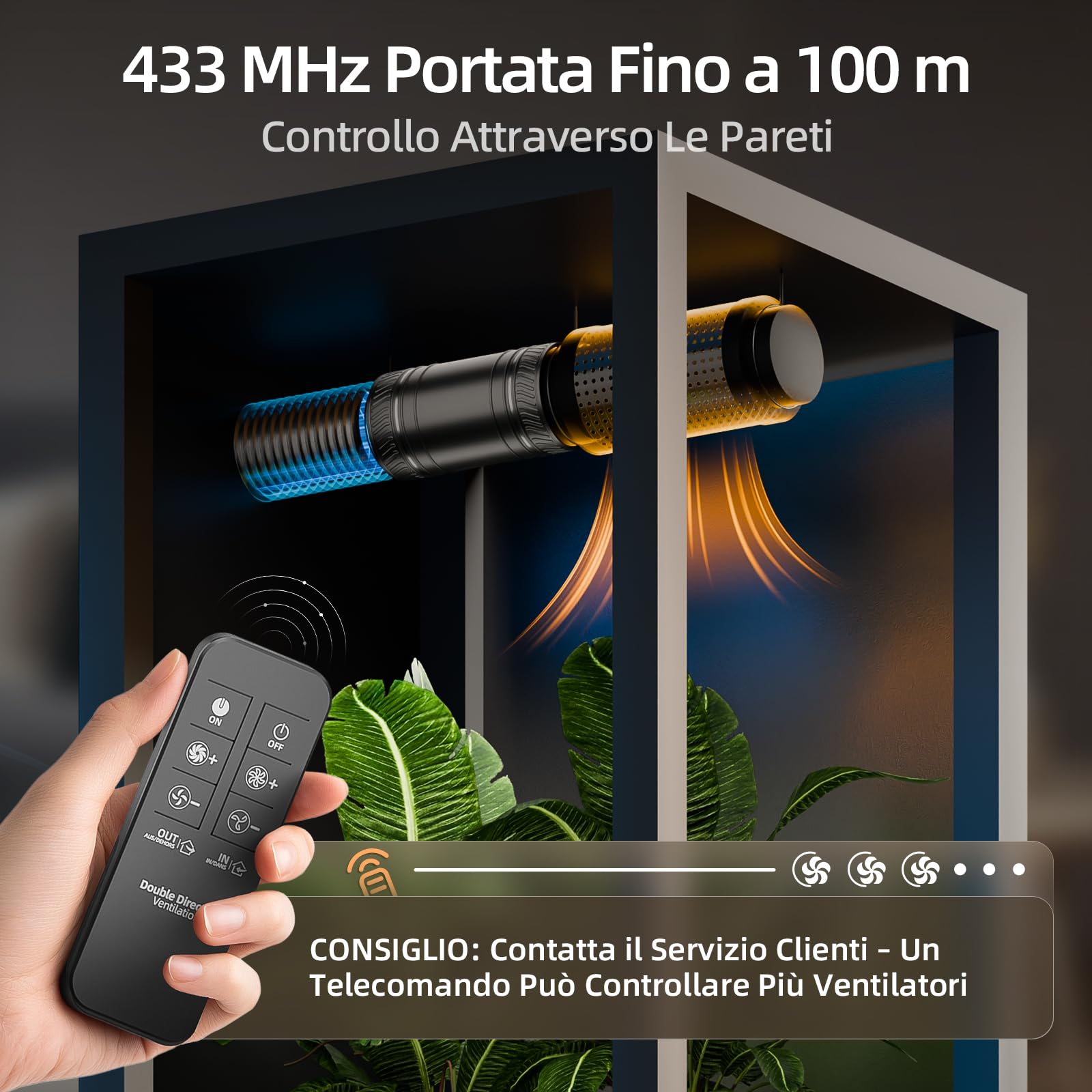 Ventilatore da Condotto Bidirezionale 100 mm, 6 Velocità, Telecomando 433 MHz, Ventilatore da Condotto Silenzioso per Tende di Coltivazione, Serra, Bagno, Cantina, Garage, Cucina