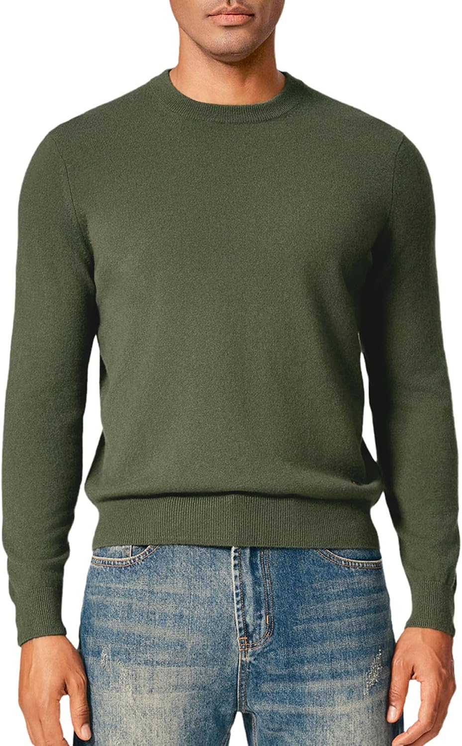 KVSS Men's Crewneck 100% Pure Cashmere Sweater, Pullover Cashmere Sweaters for Mens | Luxury from Inner Mongolia