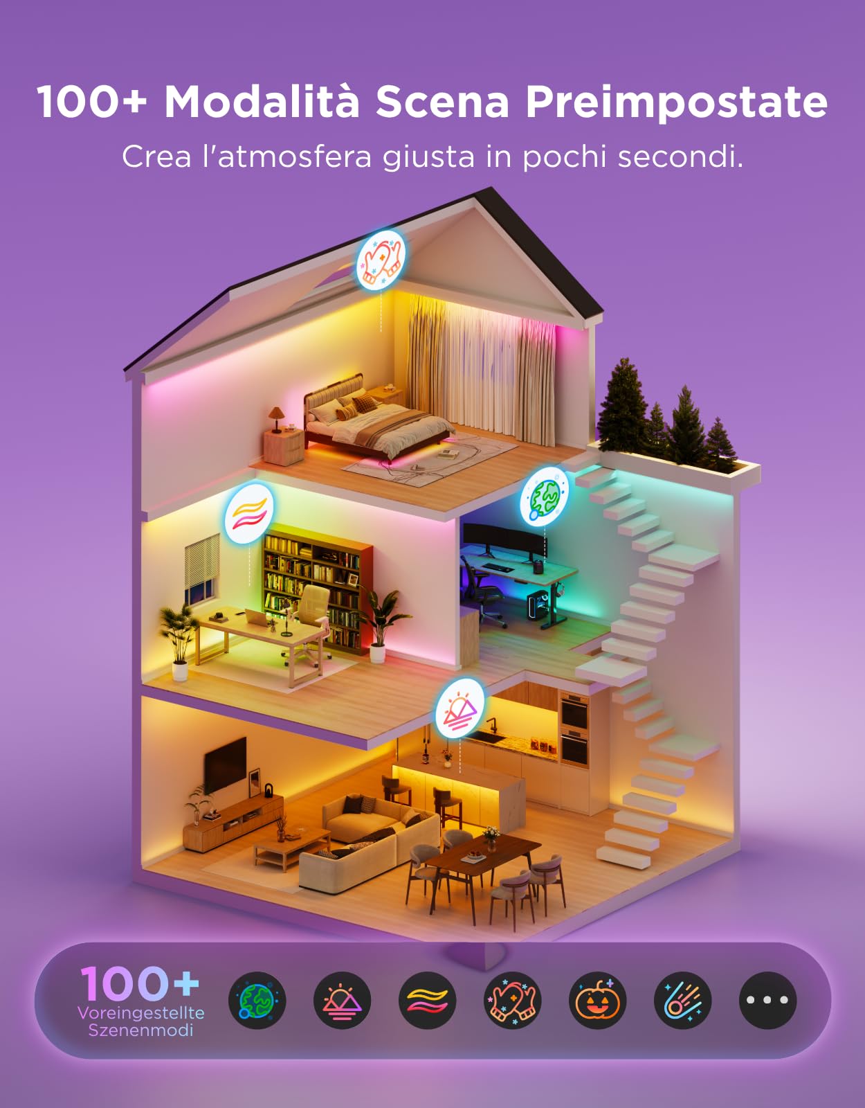 Govee RGBWWIC LED Striscia 2, Luci LED 5 Metri LuminBlend+ Controllo APP | Controllo Intelligente, Funziona con Matter/Alexa/Google,100+ Modalità, Striscia LED Protetta, Sync Musica, Cambio Colore
