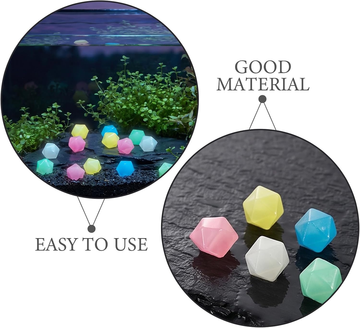 500pcs Luminous Resin Diamond Stones for Fish Tanks, Bag