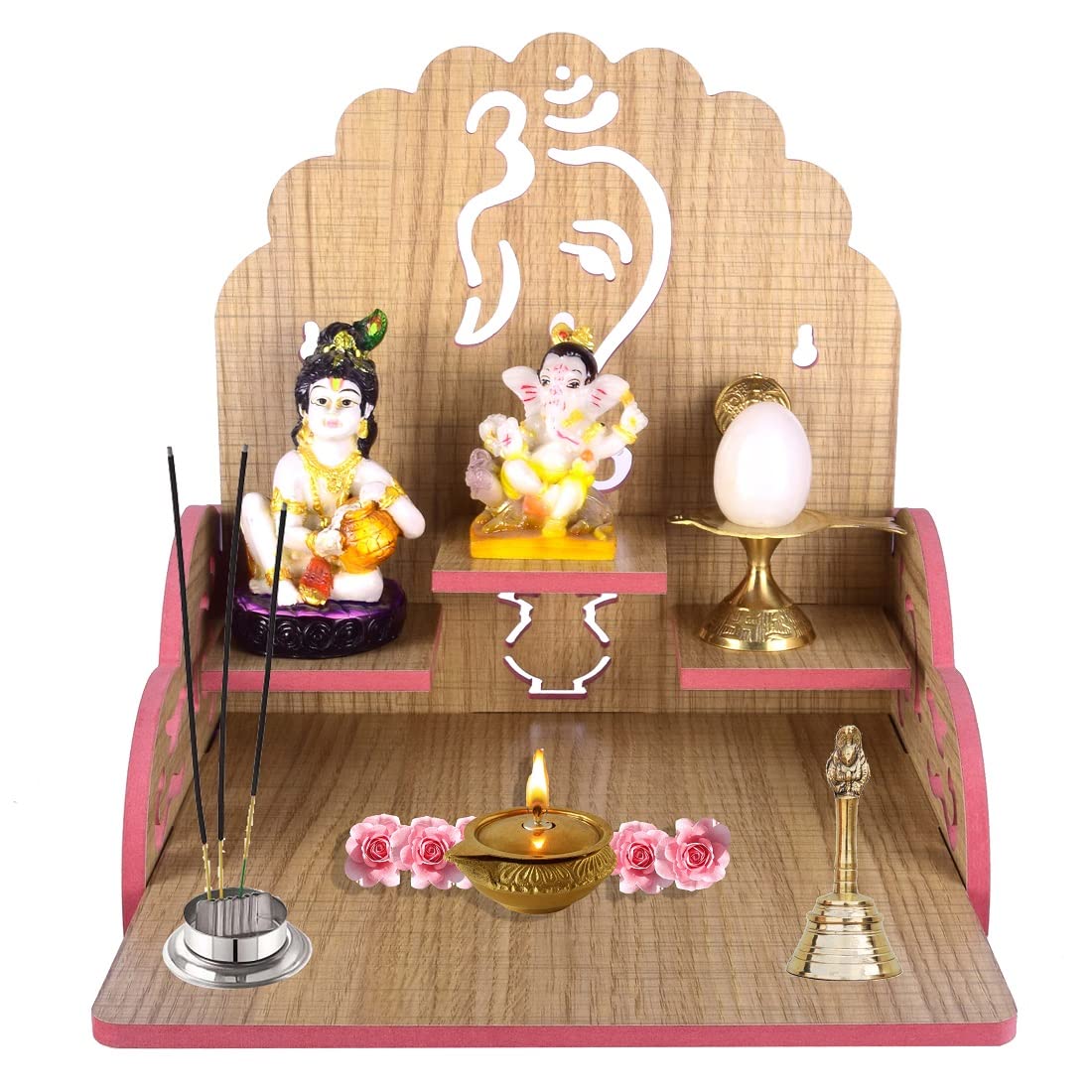PRIMEFAIR Handmade Beautiful Wooden Temple/Home Temple/Puja Mandir/Wall Hanging and Table Top Home Mandir Temple/Home Art & Craft Engineered Wood Home Wall Temple (CREAM-412) (B09NYPR19L) Amazon Price History, Amazon Price Tracker