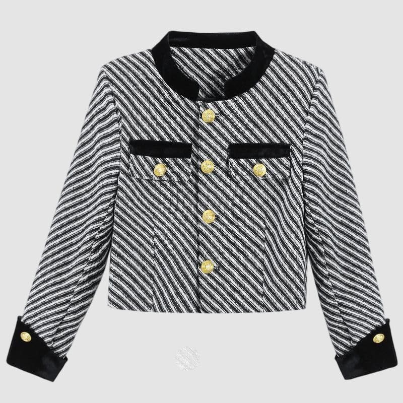 Veste courte texturée à boutonnage simple et finitions patchwork