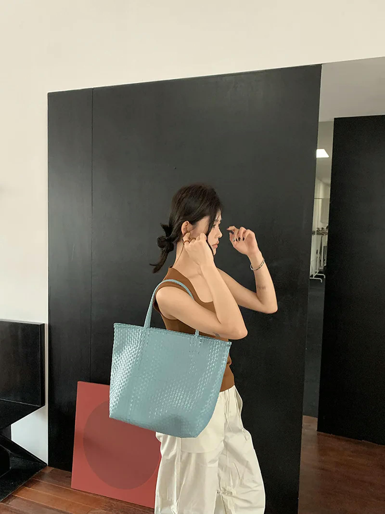 Bolsos de Paja Bolsas Tejidas A Mano, Cestas De Verduras Portátiles, Bolsas Tejidas De Paja De Playa De Gran Capacidad
