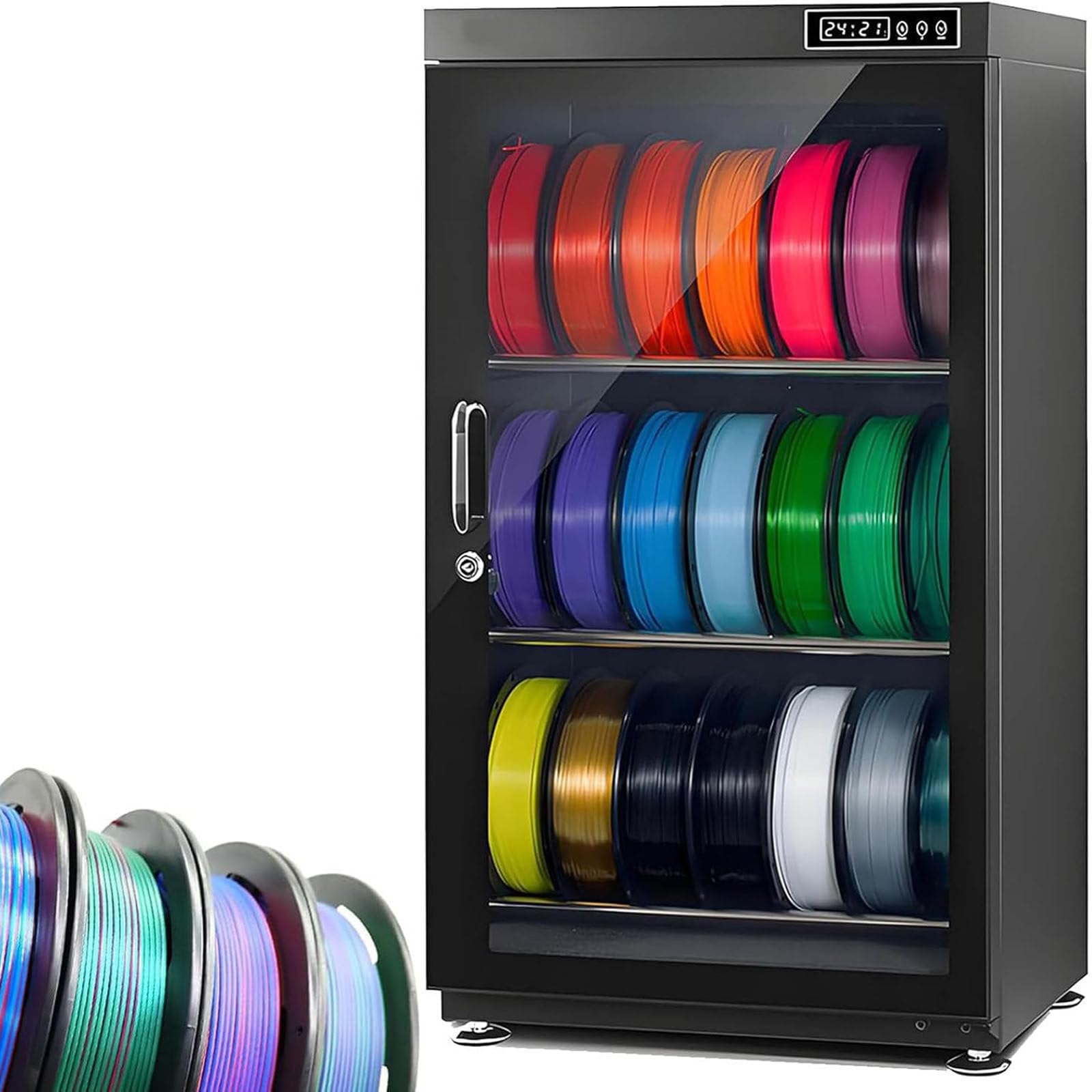 Armadio a Secco per Filamenti 3D, Contenitore Professionale per Filamenti 115L | Intervallo Umidità Rh15%-Rh60%, Per Filamenti Stampa 3D Vario Tipo Pla, Abs