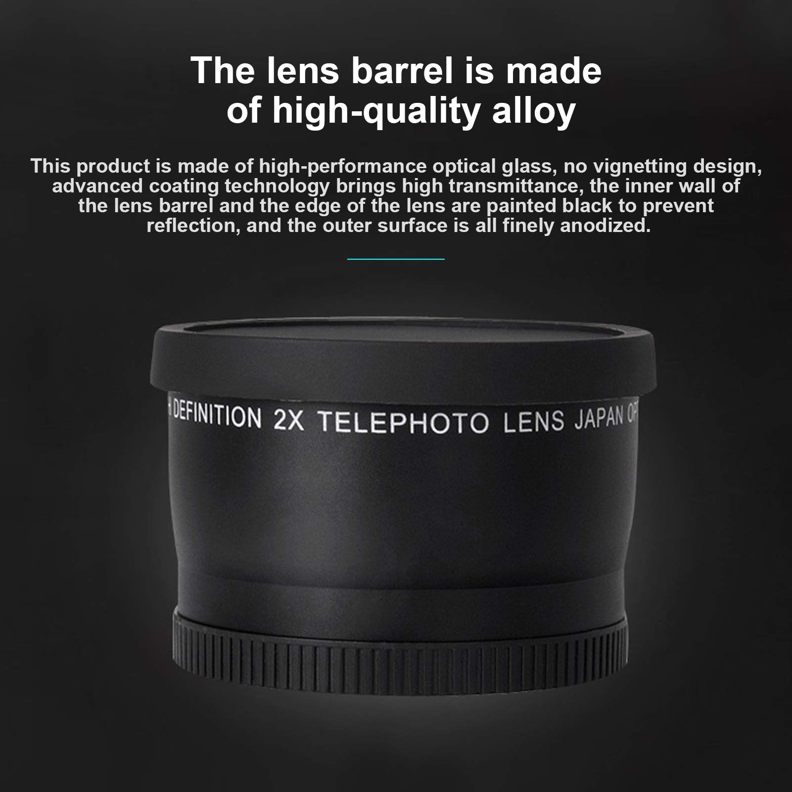 2X Teleobjektiv, 55 mm - 62mm Kameraobjektiv Telekonverter, mit Professioneller Vergrößerung HD Tele Vorsatzobjektiv für Alle SLR Kameras D3000, D3100, D5000, D5100, D5200, D7000, D7100