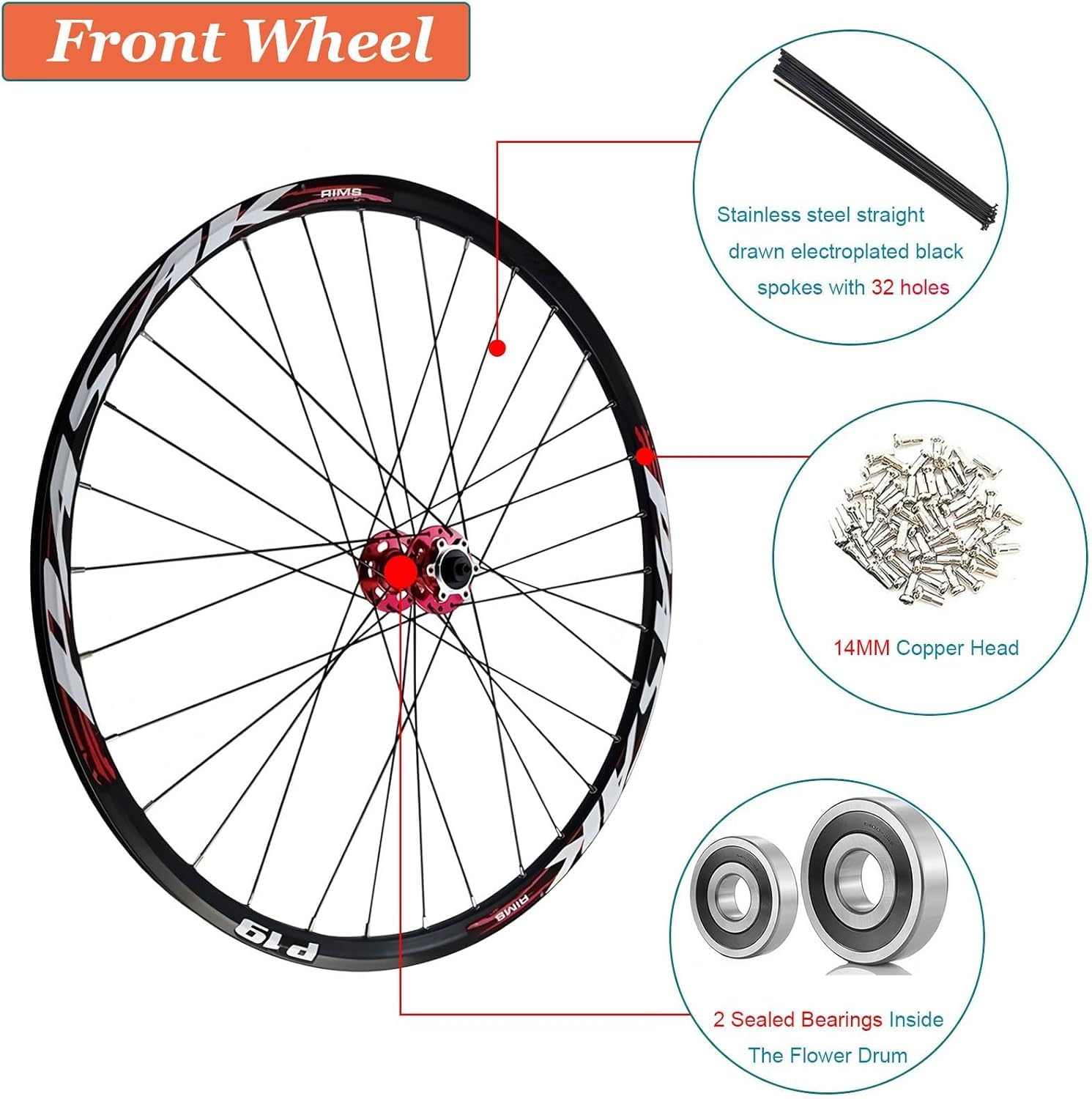 Juego De Ruedas para Bicicleta De Montaña 26 27.5 29 Pulgadas, Aleación De Aluminio, Freno De Disco, Buje HG, Ruedas De Bicicleta con Liberación Rápida, Compatibilidad 7-12 Velocidades
