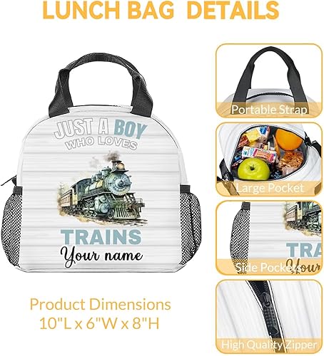 Miniatura 8 de Lonchera de tren para niños, pequeñas bolsas de almuerzo aisladas, lonchera reutilizable Kawaii para niños, lonchera amarilla congelable para el