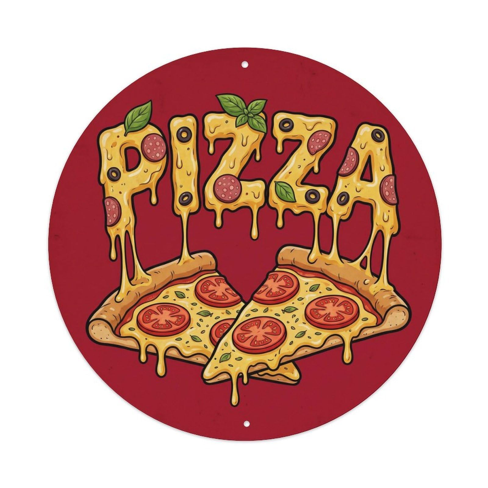 Cwbufd Vintage Style Vintage Pizza Slice Oregano Tomato Vintage Metal Tin Sign Plaque Wall Decor For Cafe, Club Bar, Office, Garden Metal Poster 8X8inch