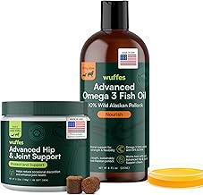 Wuffes Hip & Joint Supplement and Advanced Omega 3 Fish Oil Bundle for Small and Medium Dogs