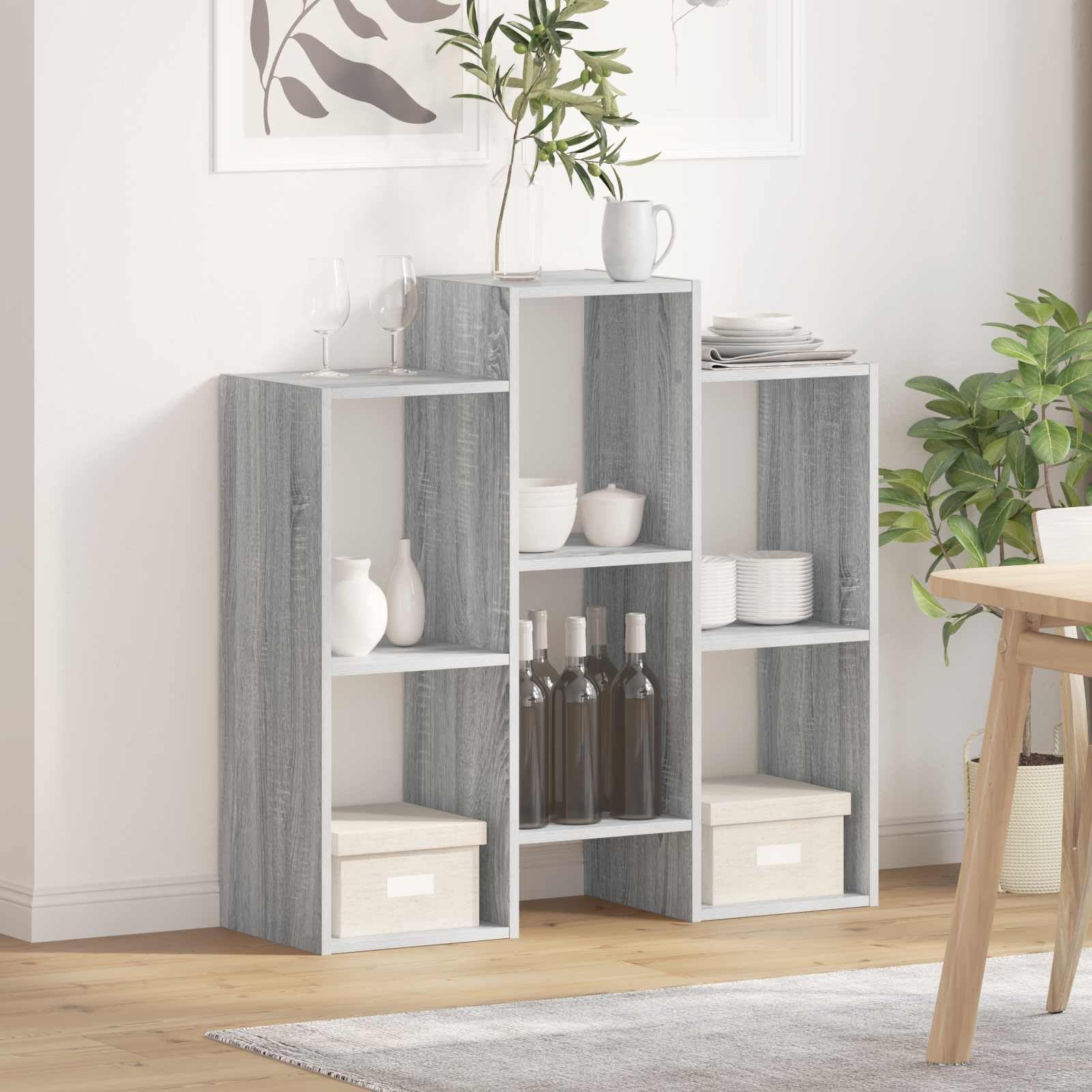 Aparador gris de 90x30x90 cm en madera duradera de diseño versátil