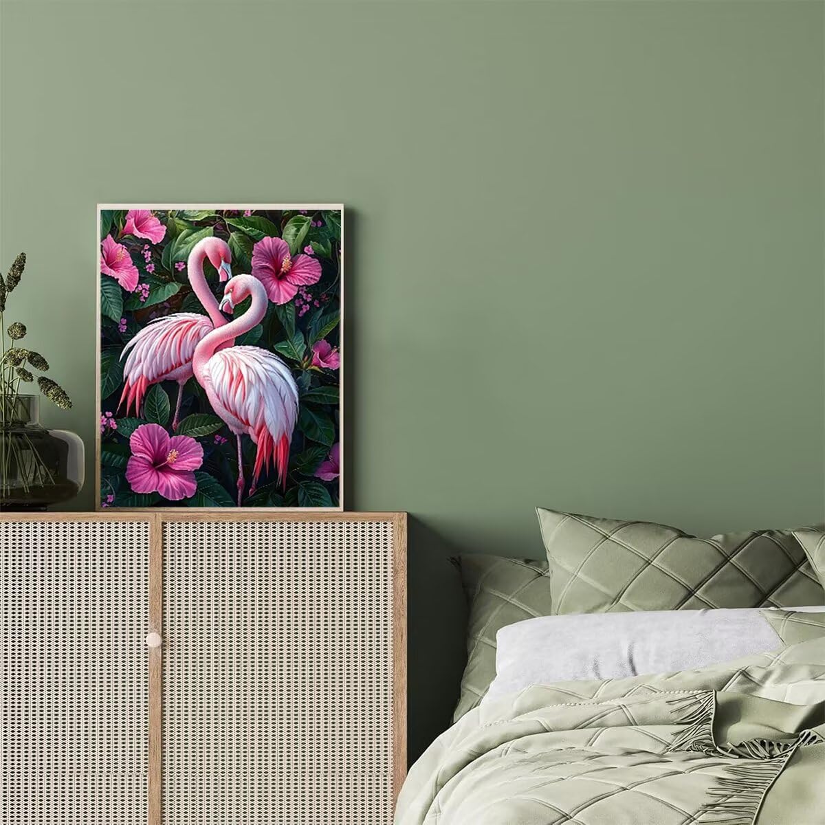 Dipingere con i Numeri Flamingo, Paint by Numbers Adulti Fiore, Fai da te Creativi Adulti Quadri da Dipingere Numerati Kit per Decorazione Della Parete di Casa, Regalo 100x135 cm Senza Cornice 94-N