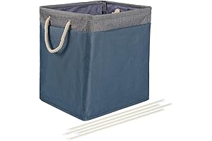 Foldable Rectangular Fabric Laundry Hamper with Detachable Brackets, Large, Still Water Blue,...