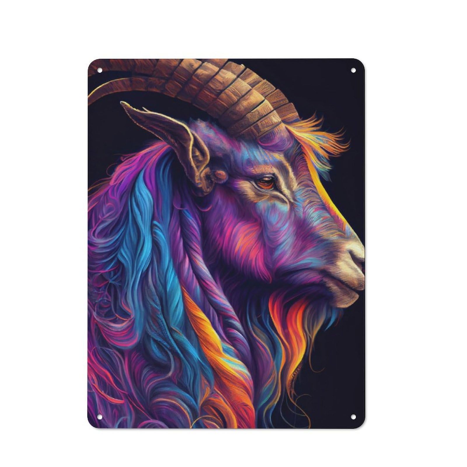 Junmoney The Careful Capricorn Tin Wall Plaque 40X30cm With For Hallway Wall, With Clear Retro Wall Decor Character