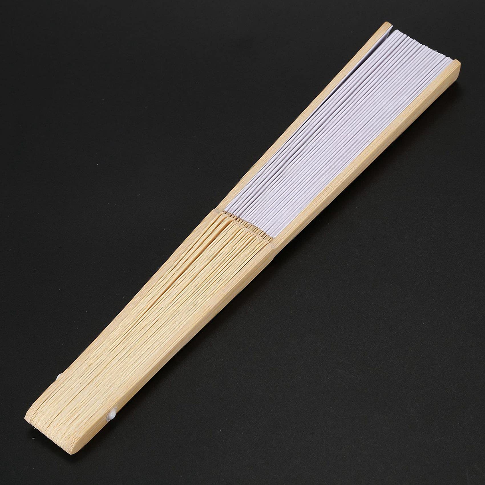 100 Stück weiße, faltbare elegante Papierfächer für Hochzeit, Party, Gastgeschenke, 21 cm ()